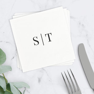 White and Black Color Wedding Monogram Napkins
