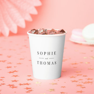 White and Black Colour Modern Classic Couple Names Paper Cups