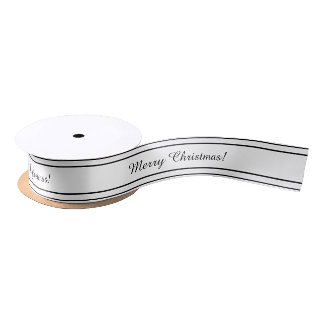 White and black colour ribbon satin ribbon (Spool)