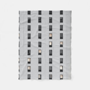 White and black concrete building fleece blanket