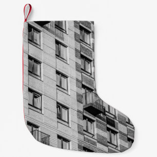 WHITE AND BLACK CONCRETE BUILDING SMALL CHRISTMAS STOCKING