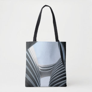 WHITE AND BLACK CONCRETE BUILDING UNDER BLUE SKY D TOTE BAG