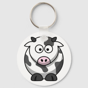 White and black cow key ring