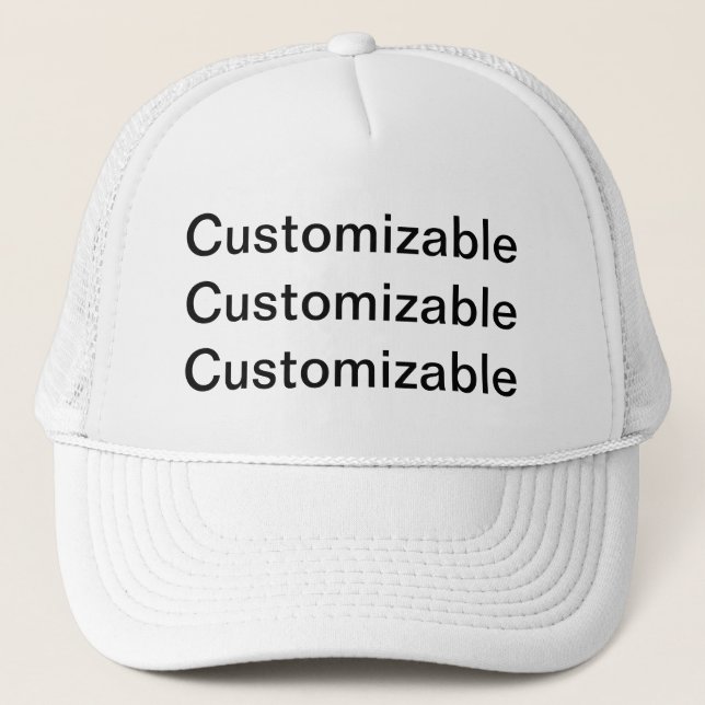 White and Black Customisable Trucker Hat (Front)