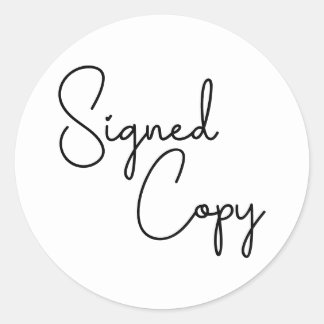 White and Black Cute Heart Signed Copy Classic Round Sticker