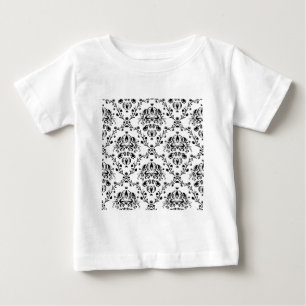 White and Black Damask Baby T-Shirt