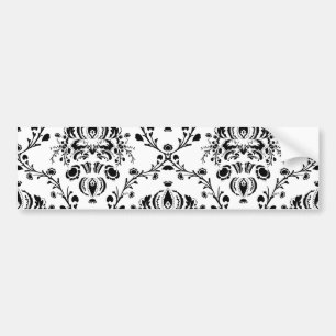 White and Black Damask Bumper Sticker