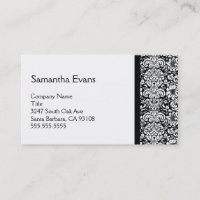 White and Black Damask Business Card