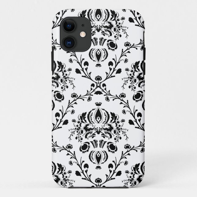 White and Black Damask Case-Mate iPhone Case (Back)