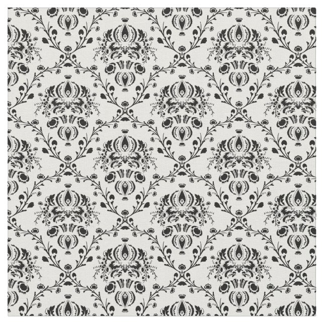 White and Black Damask Fabric (Close Up)
