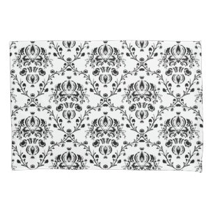 White and Black Damask Pillowcase