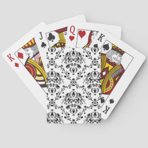 White and Black Damask Playing Cards