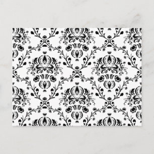 White and Black Damask Postcard