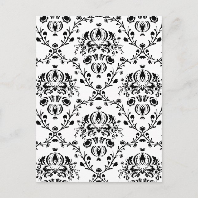 White and Black Damask Postcard (Front)