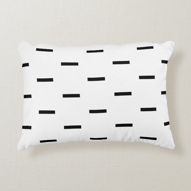 White and Black Dashes Decorative Cushion (Front)