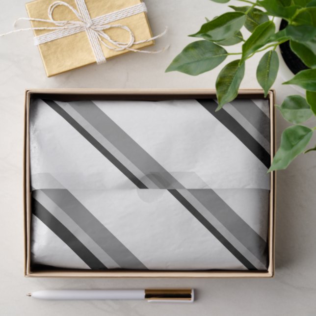 White and Black Diagonal Stripe Tissue Wrap Paper (Gift)
