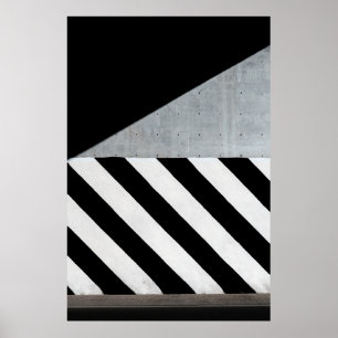 White and black diagonal striped paint on wall poster