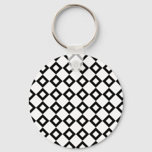 White and Black Diamond Pattern Key Ring