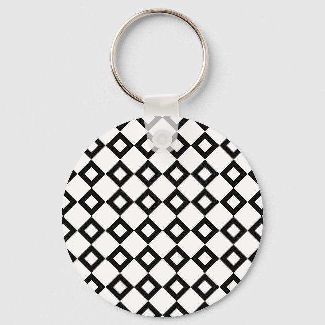 White and Black Diamond Pattern Key Ring (Front)