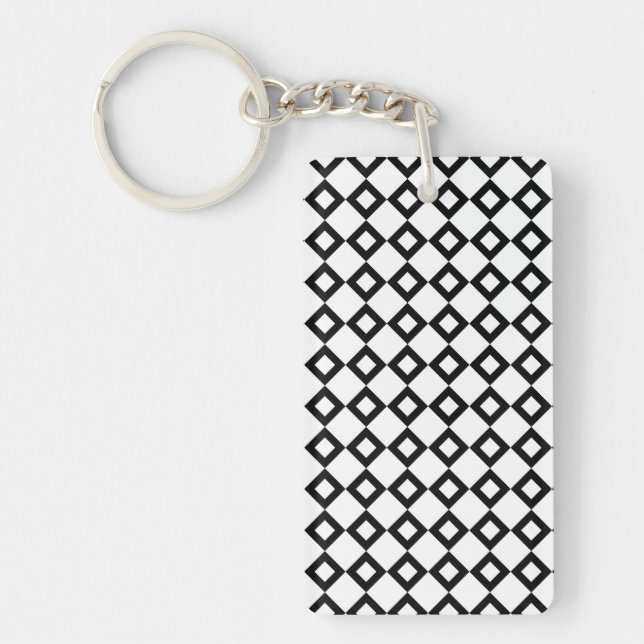White and Black Diamond Pattern Key Ring (Front)