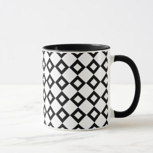 White and Black Diamond Pattern Mug