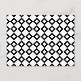 White and Black Diamond Pattern Postcard