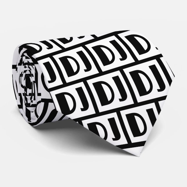 white and black DJ design Tie (Rolled)