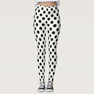 White And Black Dots Leggings