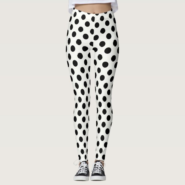 White And Black Dots Leggings (Front)