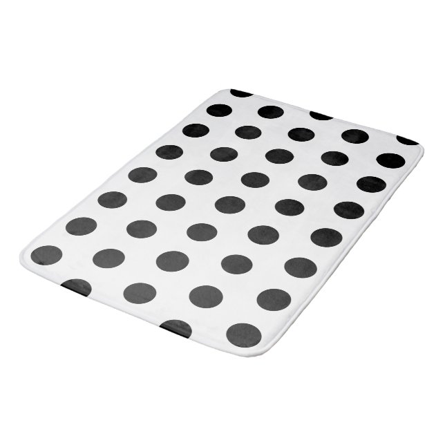 White and black dots pattern bath mat (Angled)