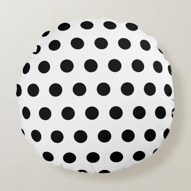 White and black dots pattern round cushion (Front)