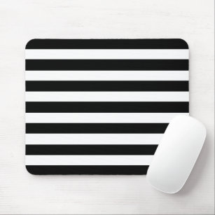 White And Black Elegant Horizontal Stripes Pattern Mouse Mat