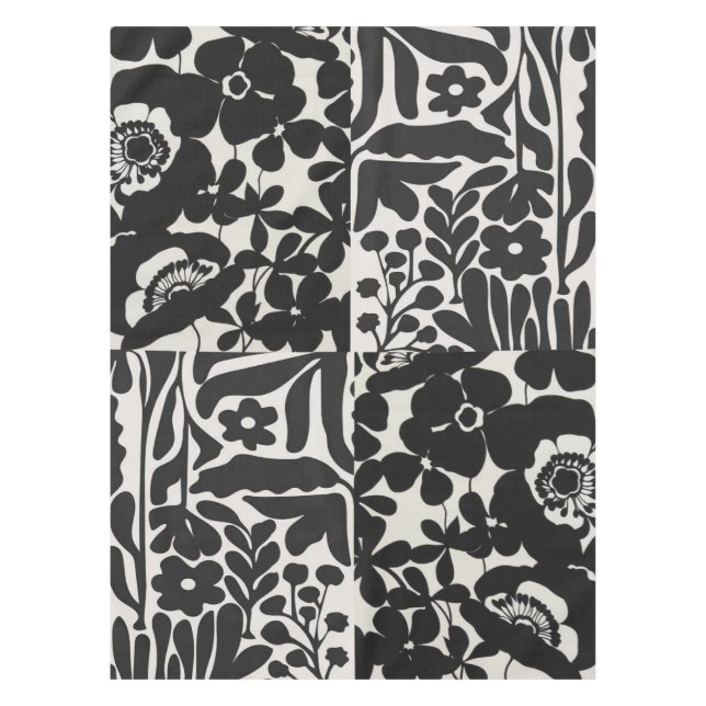 white and black floral tablecloth (Front)