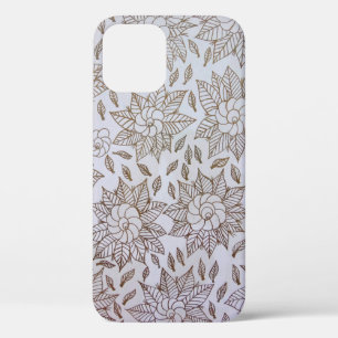 White and black floral textile iPhone 12 case