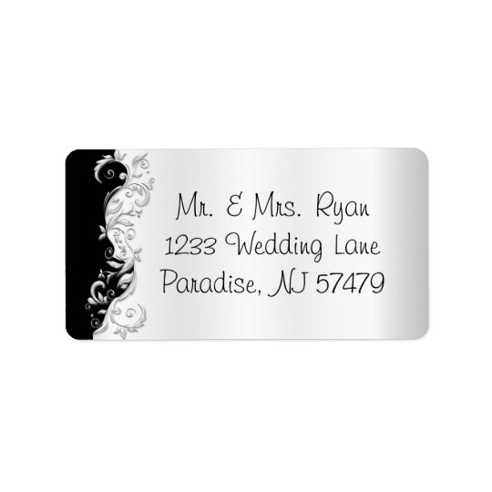 White and Black Florid Ornate Address Label
