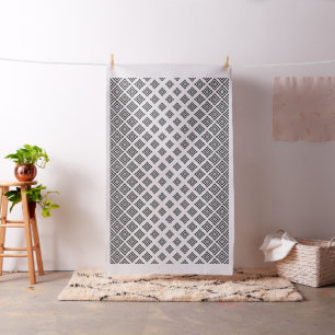 White And Black Geometric Shapes Pattern Fabric