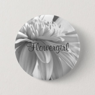 White and Black Gerber Daisy Flowergirl Button