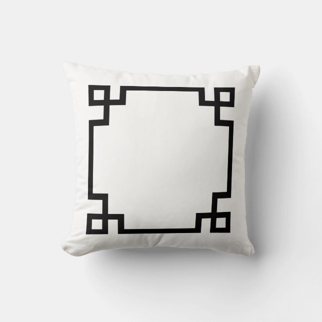 White and Black Greek Key Cushion (Front)