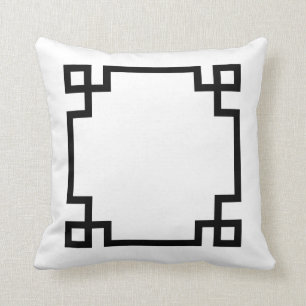 White and Black Greek Key Cushion