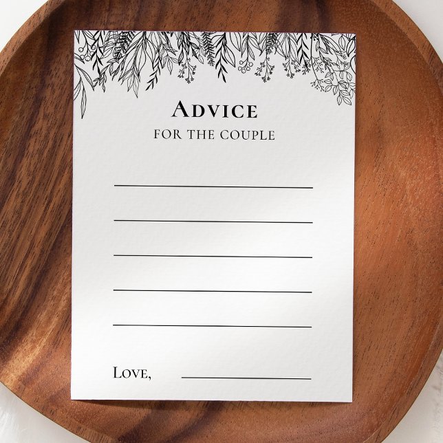 White and Black Greenery Wedding Advice Card (Creator Uploaded)