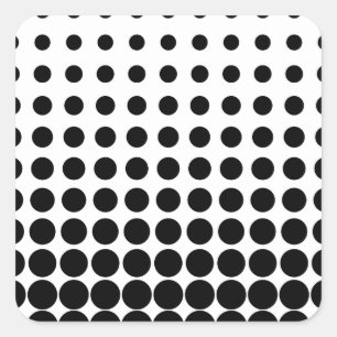 White and Black Halftone Dots Square Sticker