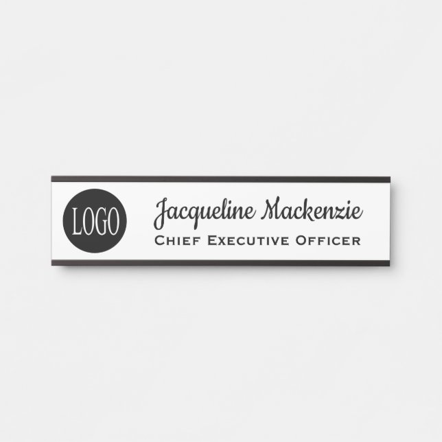 White and Black Hanging Office Door Sign Signs (Front)
