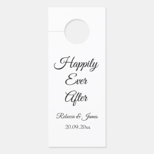 White and Black Happily Ever After Wedding Favour Door Hanger
