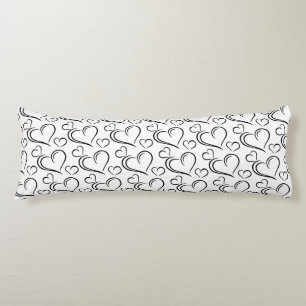 White and black heart body pillow