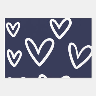White and Black Heart Pattern Wrapping Cover Wrapping Paper Sheet