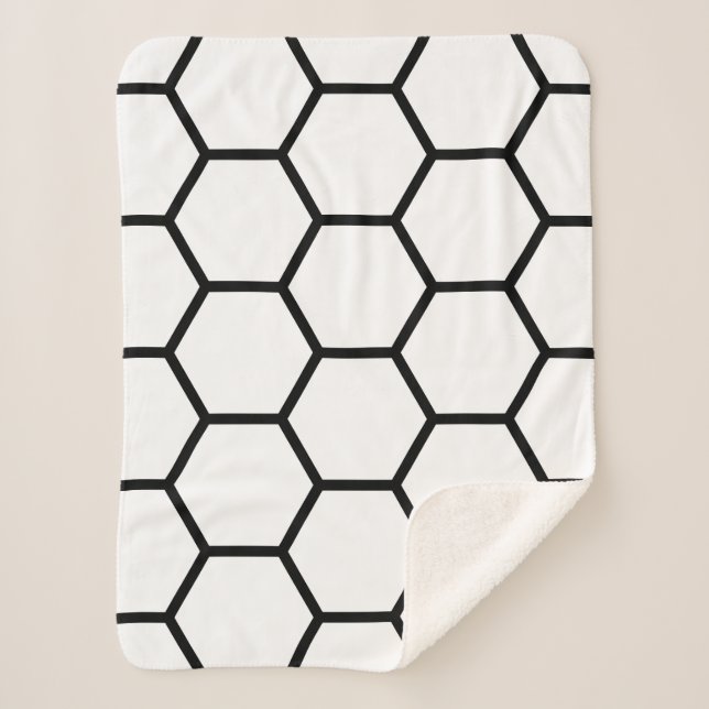 White and Black Honeycomb Sherpa Blanket (Front)
