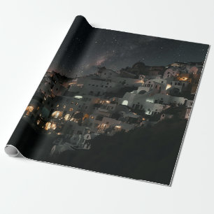 WHITE AND BLACK HOUSES NEAR BODY OF WATER DURING N WRAPPING PAPER