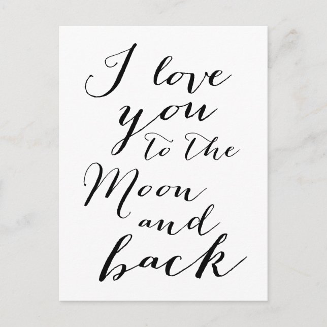 White And Black I Love You To The Moon Postcards (Front)