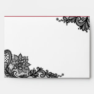 White and Black Lace Wedding Envelopes