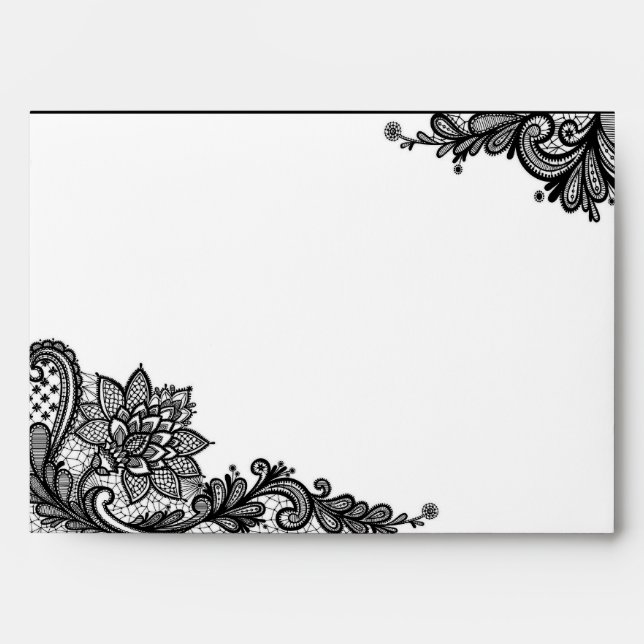 White and Black Lace Wedding Envelopes (Front)